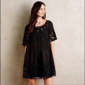 Anthropologie Holding Horses Black Magnolia Lace Dress 0